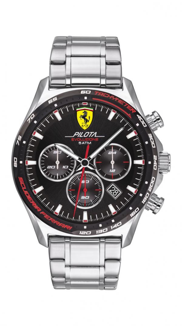 PILOTA EVO CHRONOGRAPH WATCH WITH STEEL STRAP AND CROCODILE PRINT LEATHER STRAP 