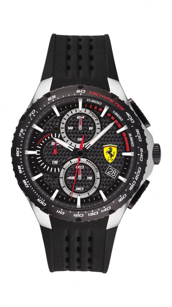 PISTA CHRONOGRAPH WATCH WITH BLACK PERFORATED STRAP