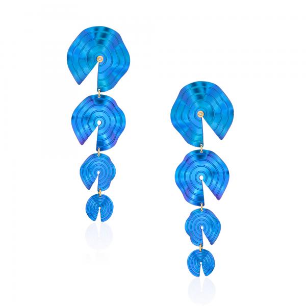 CHOROCHRONOS - 18K GOLD, TITANIUM AND DIAMOND EARRINGS _KR.4 blue