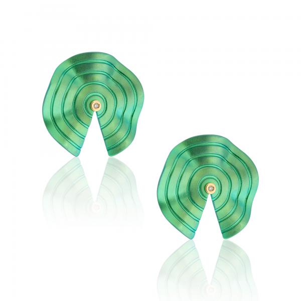 CHOROCHRONOS - 18K GOLD, TITANIUM AND DIAMOND EARRINGS _LM1 green