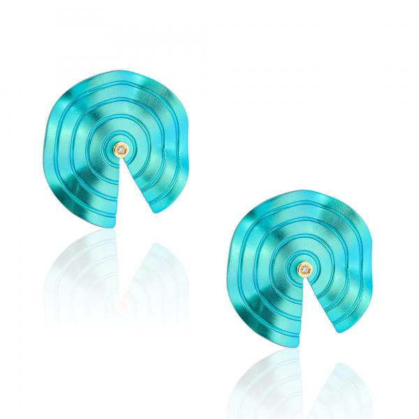 CHOROCHRONOS - 18K GOLD, TITANIUM AND DIAMOND EARRINGS _LM1 turquoise
