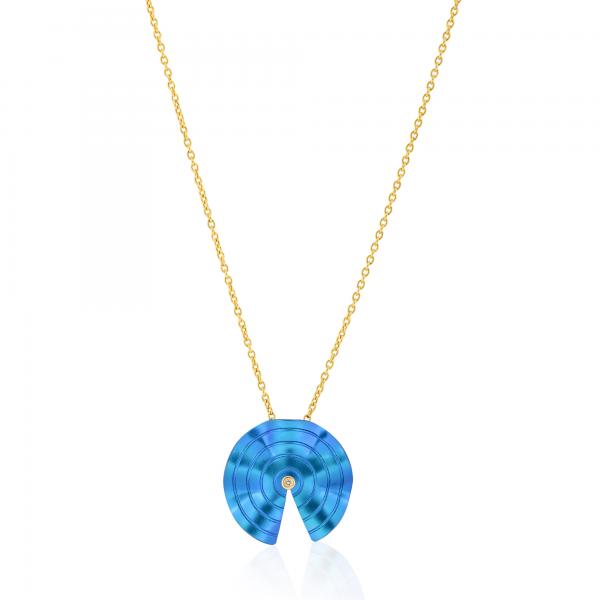 CHOROCHRONOS - 18K GOLD, TITANIUM AND DIAMOND PENDANT _LM1 blue