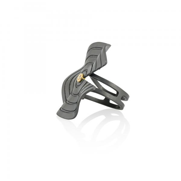 CHOROCHRONOS - 18K GOLD, TITANIUM AND DIAMOND RING _LM1 grey