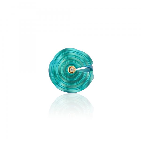 CHOROCHRONOS - 18K GOLD, TITANIUM AND DIAMOND RING _LM3 turquoise
