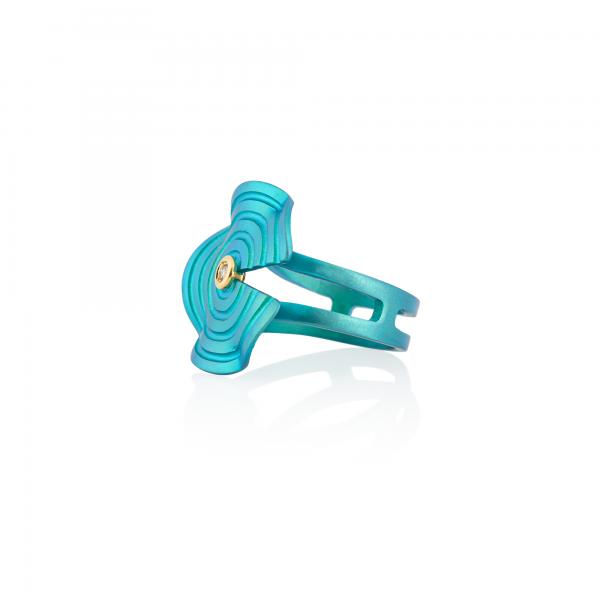 CHOROCHRONOS - 18K GOLD, TITANIUM AND DIAMOND RING _LM3 turquoise