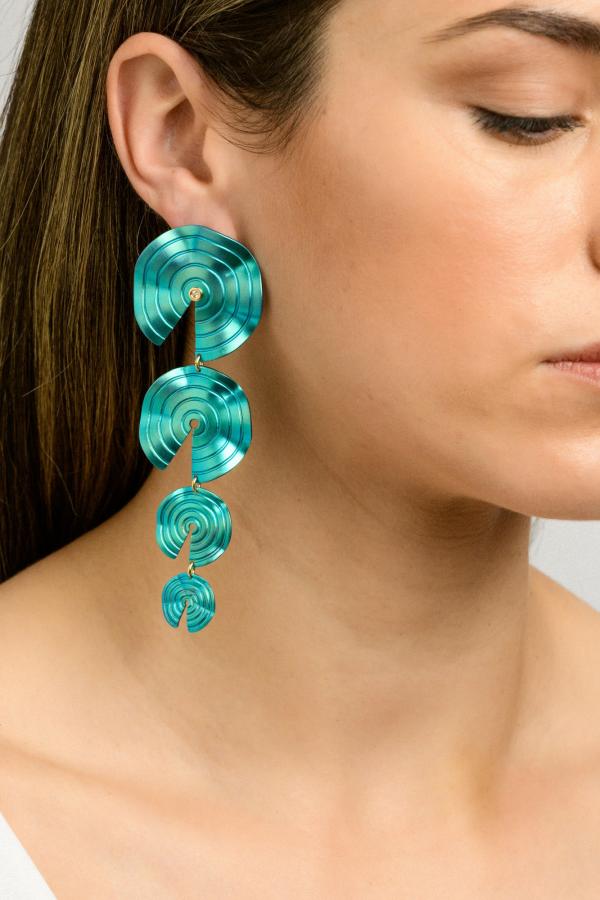 CHOROCHRONOS - 18K GOLD, TITANIUM AND DIAMOND EARRINGS _KR.4 turquoise.