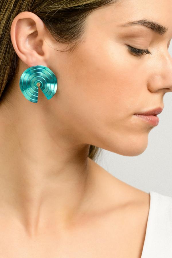 CHOROCHRONOS - 18K GOLD, TITANIUM AND DIAMOND EARRINGS _LM1 turquoise.