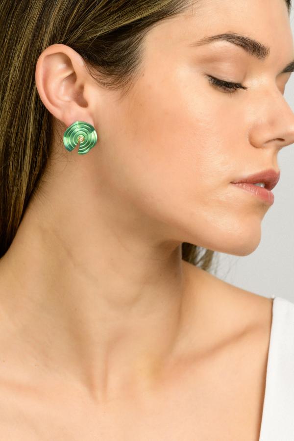 CHOROCHRONOS - 18K GOLD, TITANIUM AND DIAMOND EARRINGS _MM3 green