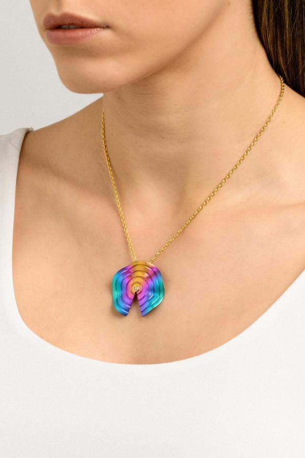 CHOROCHRONOS - 18K GOLD, TITANIUM AND DIAMOND PENDANT _LM1 rainbow