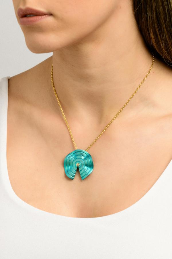 CHOROCHRONOS - 18K GOLD, TITANIUM AND DIAMOND PENDANT _LM1 turquoise.