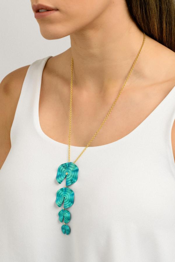 CHOROCHRONOS - 18K GOLD, TITANIUM AND DIAMOND PENDANT _KR.4 turquoise.