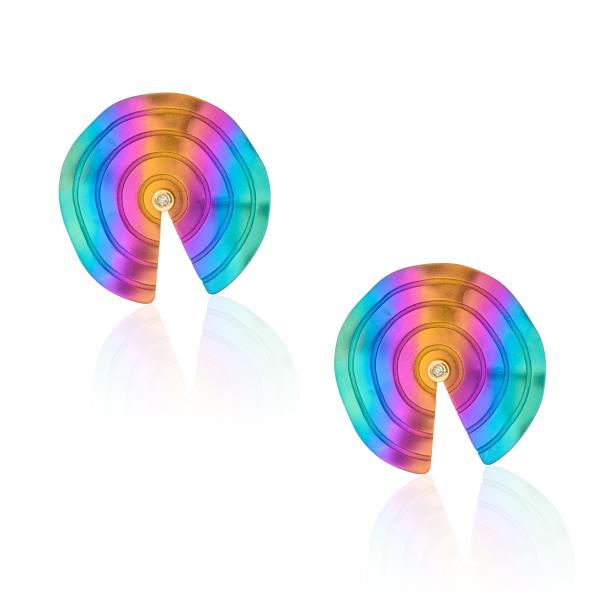 CHOROCHRONOS - 18K GOLD, TITANIUM AND DIAMOND EARRINGS _LM1 rainbow