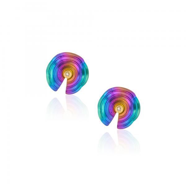 CHOROCHRONOS - 18K GOLD, TITANIUM AND DIAMOND EARRINGS _MM3 rainbow