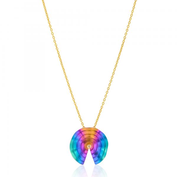 CHOROCHRONOS - 18K GOLD, TITANIUM AND DIAMOND PENDANT _LM1 rainbow
