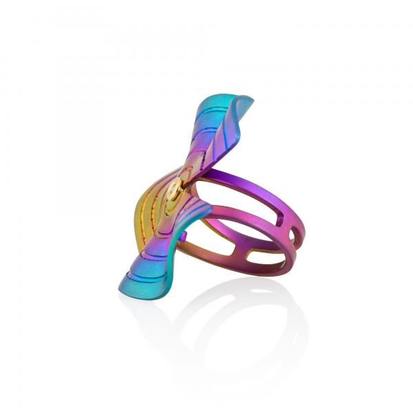 CHOROCHRONOS - 18K GOLD, TITANIUM AND DIAMOND RING _LM1 rainbow