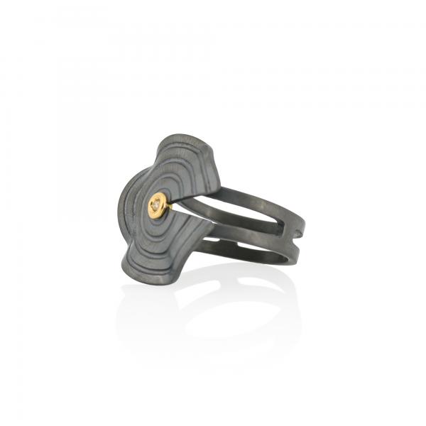 CHOROCHRONOS - 18K GOLD, TITANIUM AND DIAMOND RING _MM3 grey
