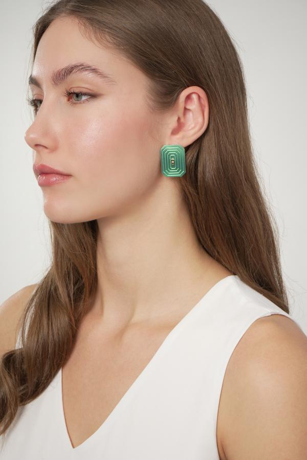 ARSENIS _ OCTAGON - 18K GOLD, TITANIUM AND DIAMOND EARRINGS _LM green