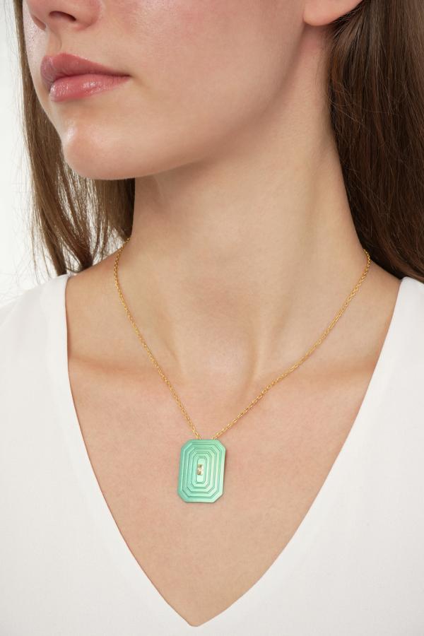 ARSENIS _ OCTAGON - 18K GOLD, TITANIUM AND DIAMOND PENDANT _LM green