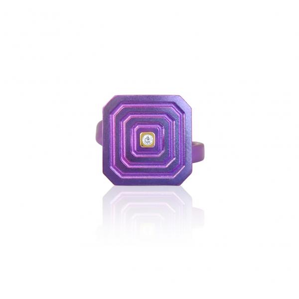 ARSENIS _ OCTAGON - 18K GOLD, TITANIUM AND DIAMOND RING _ SM magenta