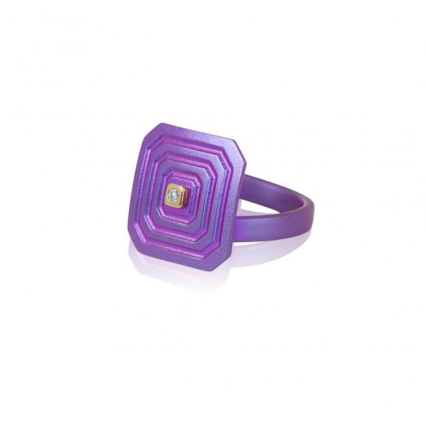 ARSENIS _ OCTAGON - 18K GOLD, TITANIUM AND DIAMOND RING _ SM magenta