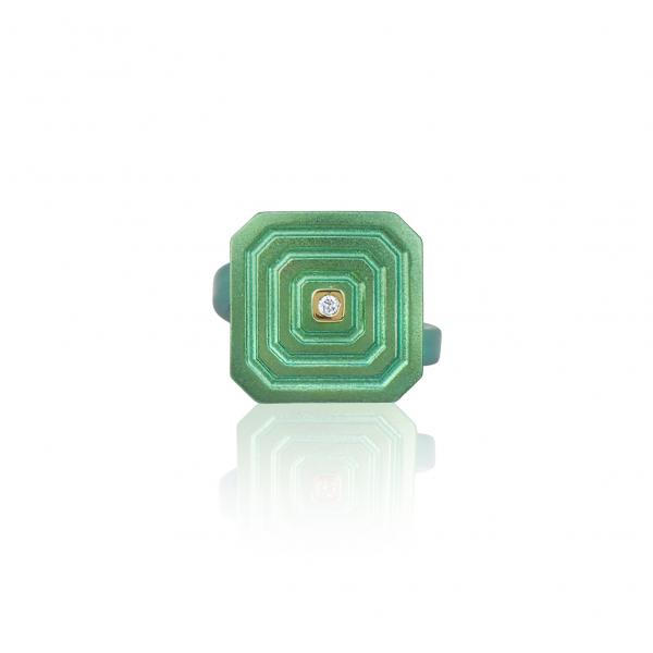 ARSENIS _ OCTAGON - 18K GOLD, TITANIUM AND DIAMOND RING _ SM green