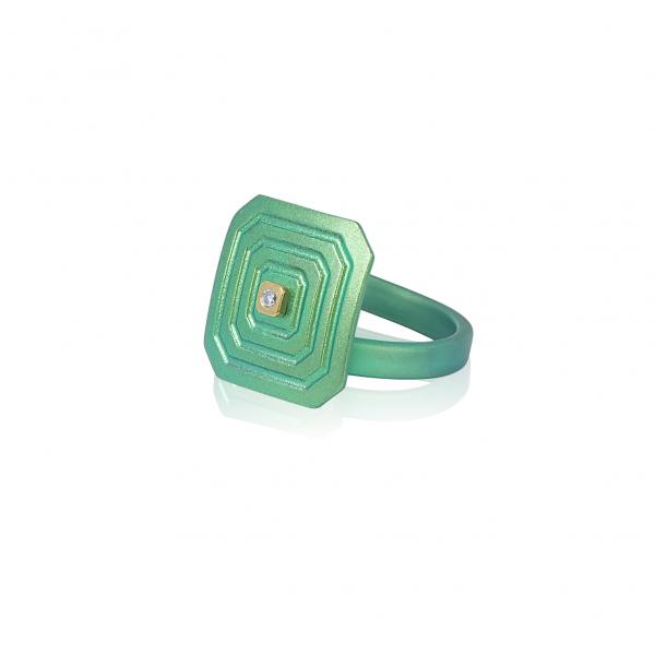 ARSENIS _ OCTAGON - 18K GOLD, TITANIUM AND DIAMOND RING _ SM green