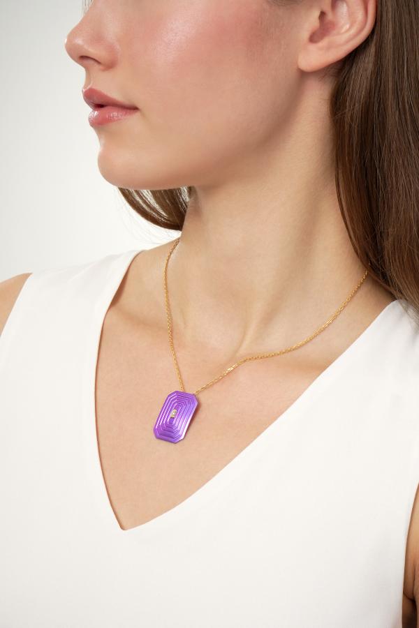 ARSENIS _ OCTAGON - 18K GOLD, TITANIUM AND DIAMOND PENDANT _LM magenta