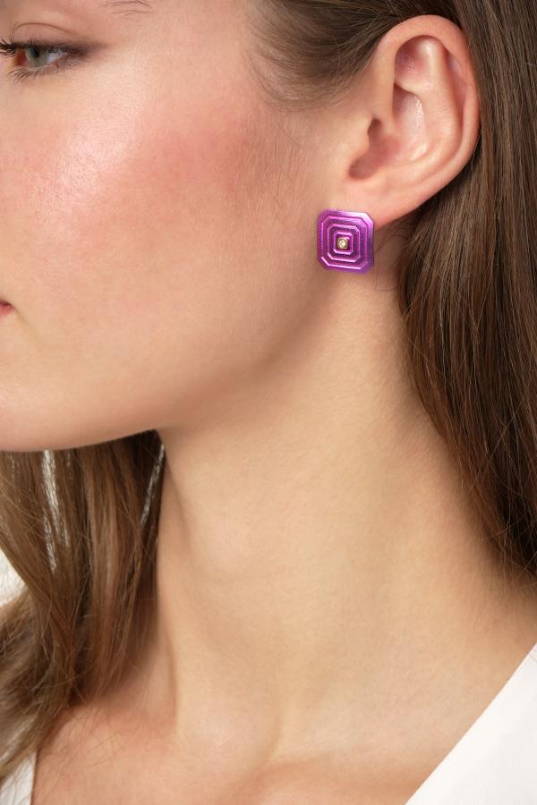 ARSENIS _ OCTAGON - 18K GOLD, TITANIUM AND DIAMOND EARRINGS _SM magenta
