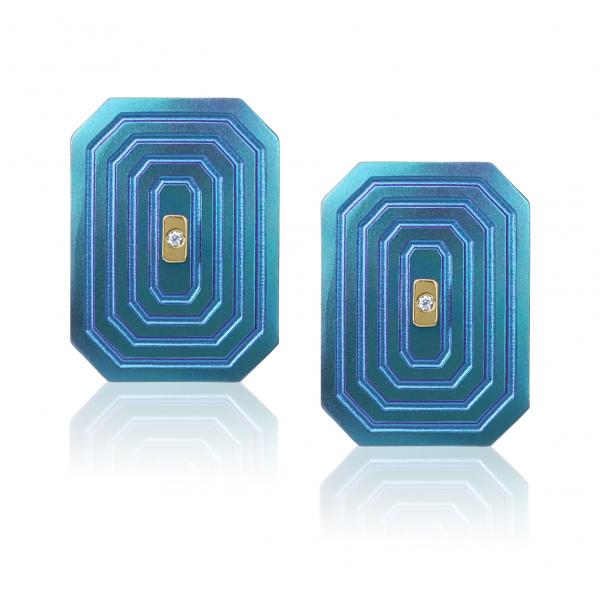 ARSENIS _ OCTAGON - 18K GOLD, TITANIUM AND DIAMOND PENDANT _LM blue