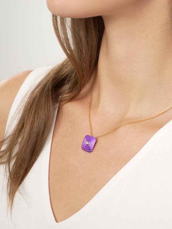 ARSENIS _ OCTAGON - 18K GOLD, TITANIUM AND DIAMOND PENDANT _SM magenta