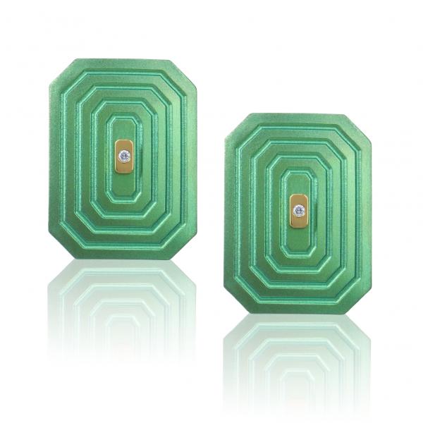 ARSENIS _ OCTAGON - 18K GOLD, TITANIUM AND DIAMOND EARRINGS _LM green