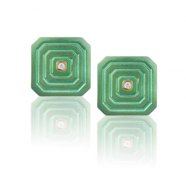 ARSENIS _ OCTAGON - 18K GOLD, TITANIUM AND DIAMOND EARRINGS _SM green