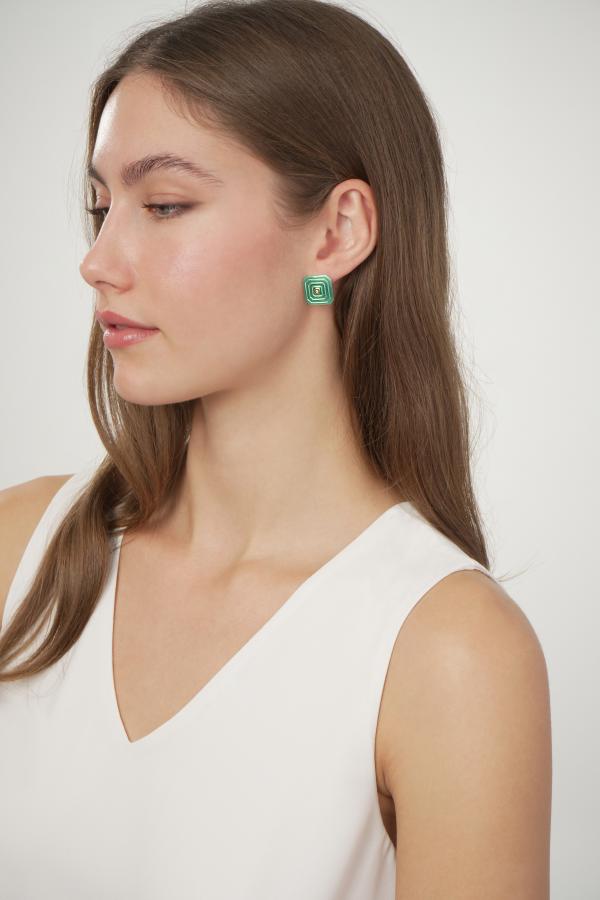 ARSENIS _ OCTAGON - 18K GOLD, TITANIUM AND DIAMOND EARRINGS _SM green