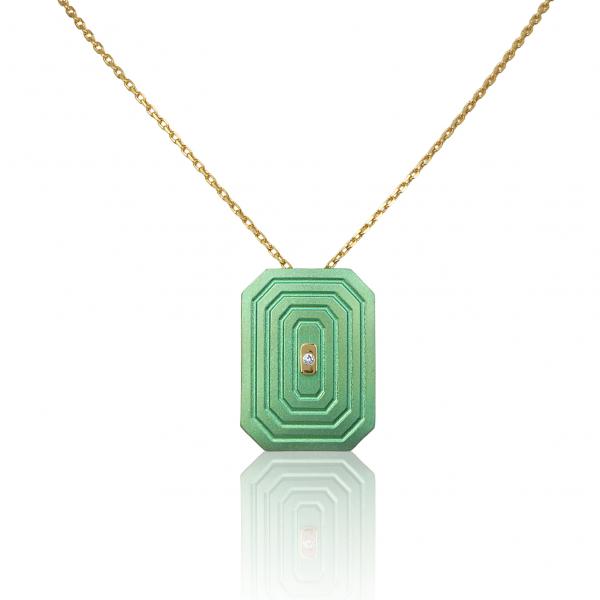 ARSENIS _ OCTAGON - 18K GOLD, TITANIUM AND DIAMOND PENDANT _LM green