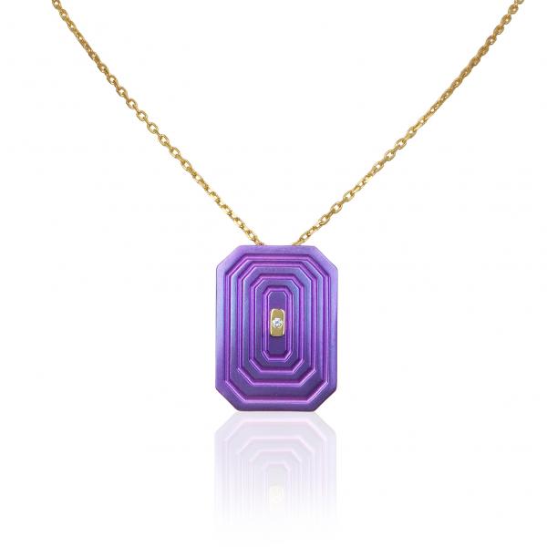ARSENIS _ OCTAGON - 18K GOLD, TITANIUM AND DIAMOND PENDANT _LM magenta