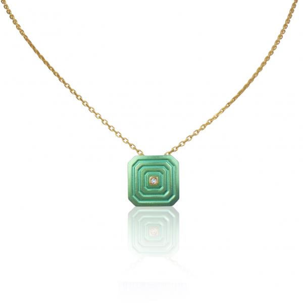 ARSENIS _ OCTAGON - 18K GOLD, TITANIUM AND DIAMOND PENDANT _SM green