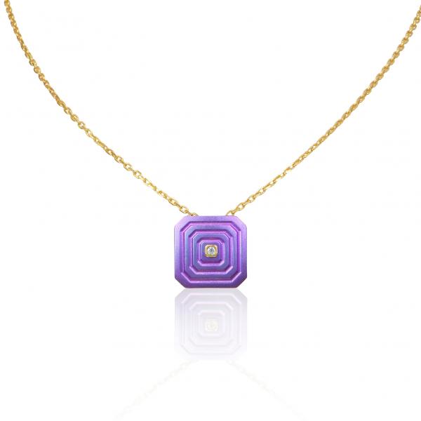 ARSENIS _ OCTAGON - 18K GOLD, TITANIUM AND DIAMOND PENDANT _SM magenta