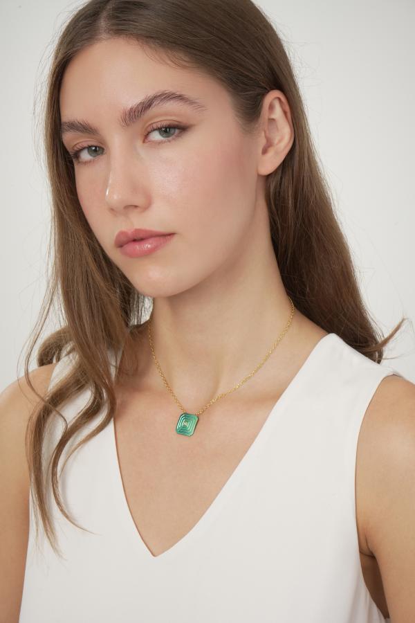 ARSENIS _ OCTAGON - 18K GOLD, TITANIUM AND DIAMOND PENDANT _SM green