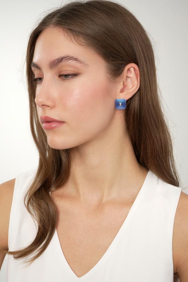 ARSENIS _ OCTAGON - 18K GOLD, TITANIUM AND DIAMOND EARRINGS _SM blue