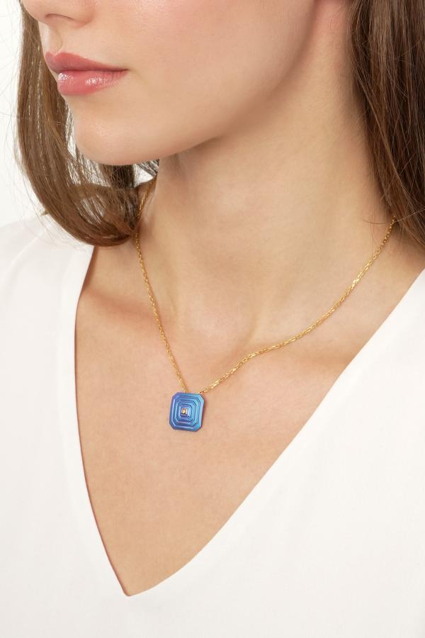 ARSENIS _ OCTAGON - 18K GOLD, TITANIUM AND DIAMOND PENDANT _SM blue