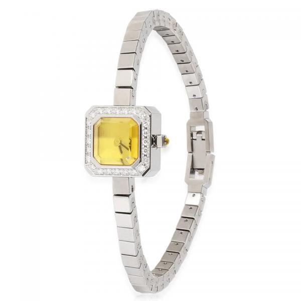 Corum Sugar Cube Diamonds Set Bezel - Steel & Steel Watch - Yellow Dial - 137424470026 - Chrono Vildiridis