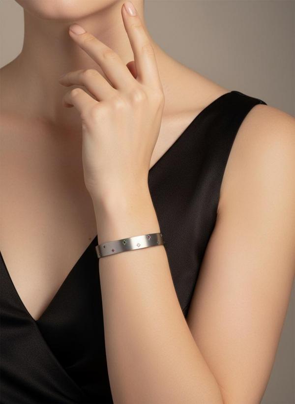 FORMA - 12 SEMIPRECIOUS TITANIUM BRACELET _MM _ silver