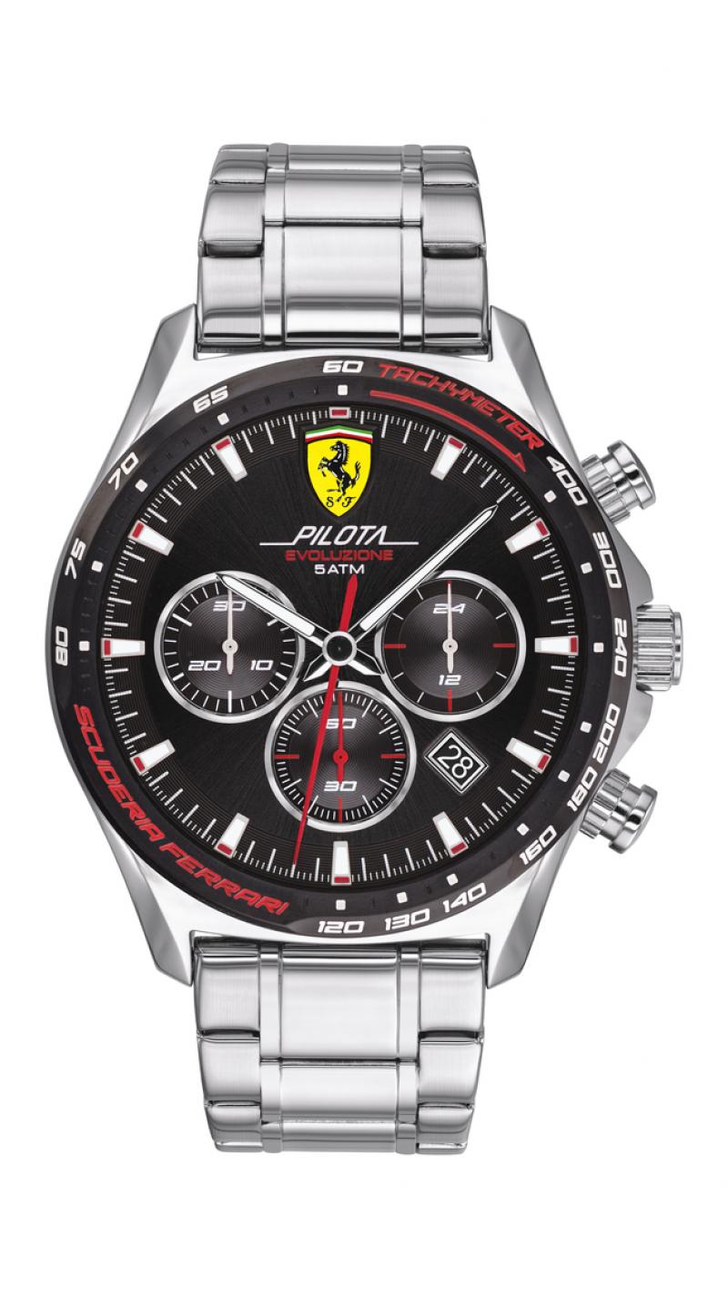 PILOTA EVO CHRONOGRAPH WATCH WITH STEEL STRAP AND CROCODILE PRINT LEATHER STRAP 