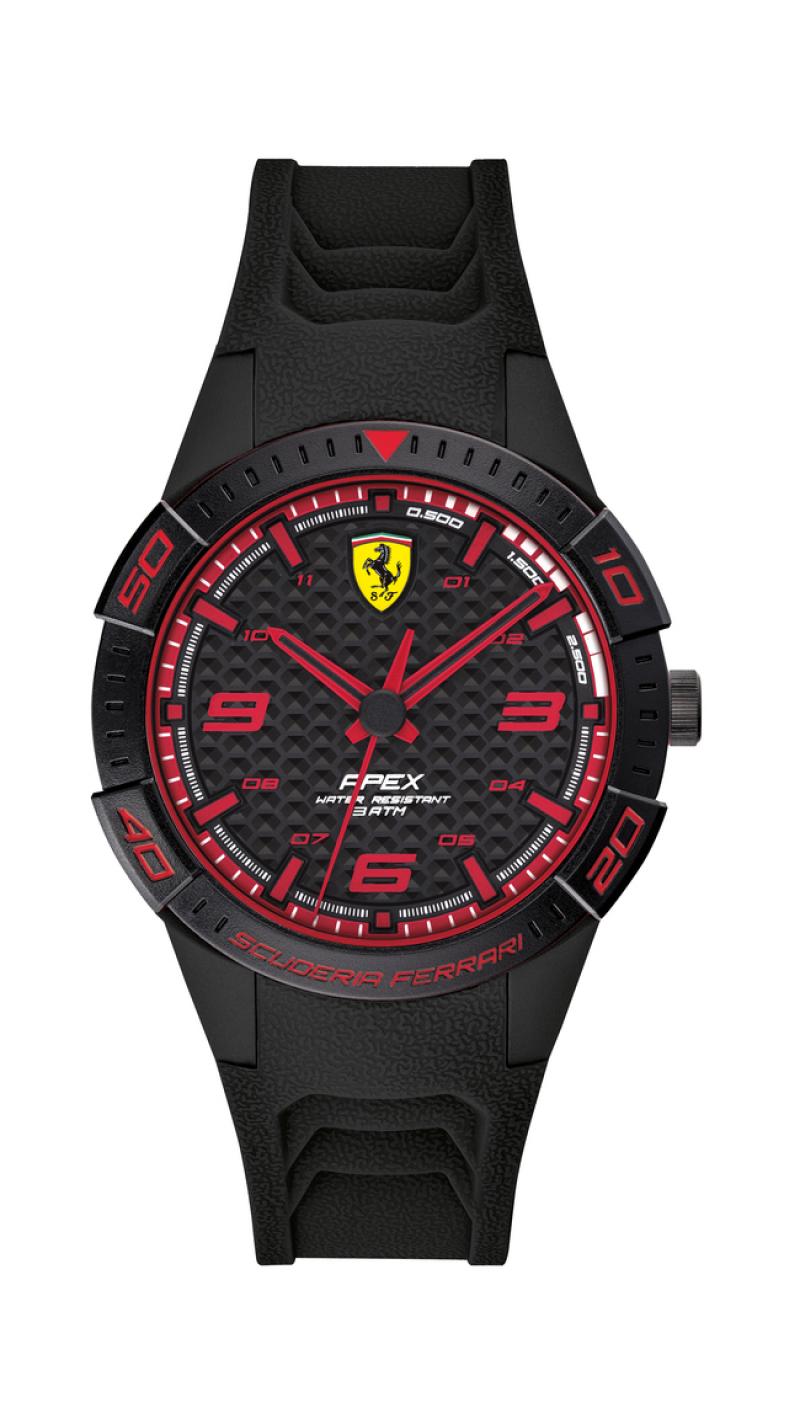 APEX QUARTZ WATCH WITH SILICONE STRAP AND RED DETAILS