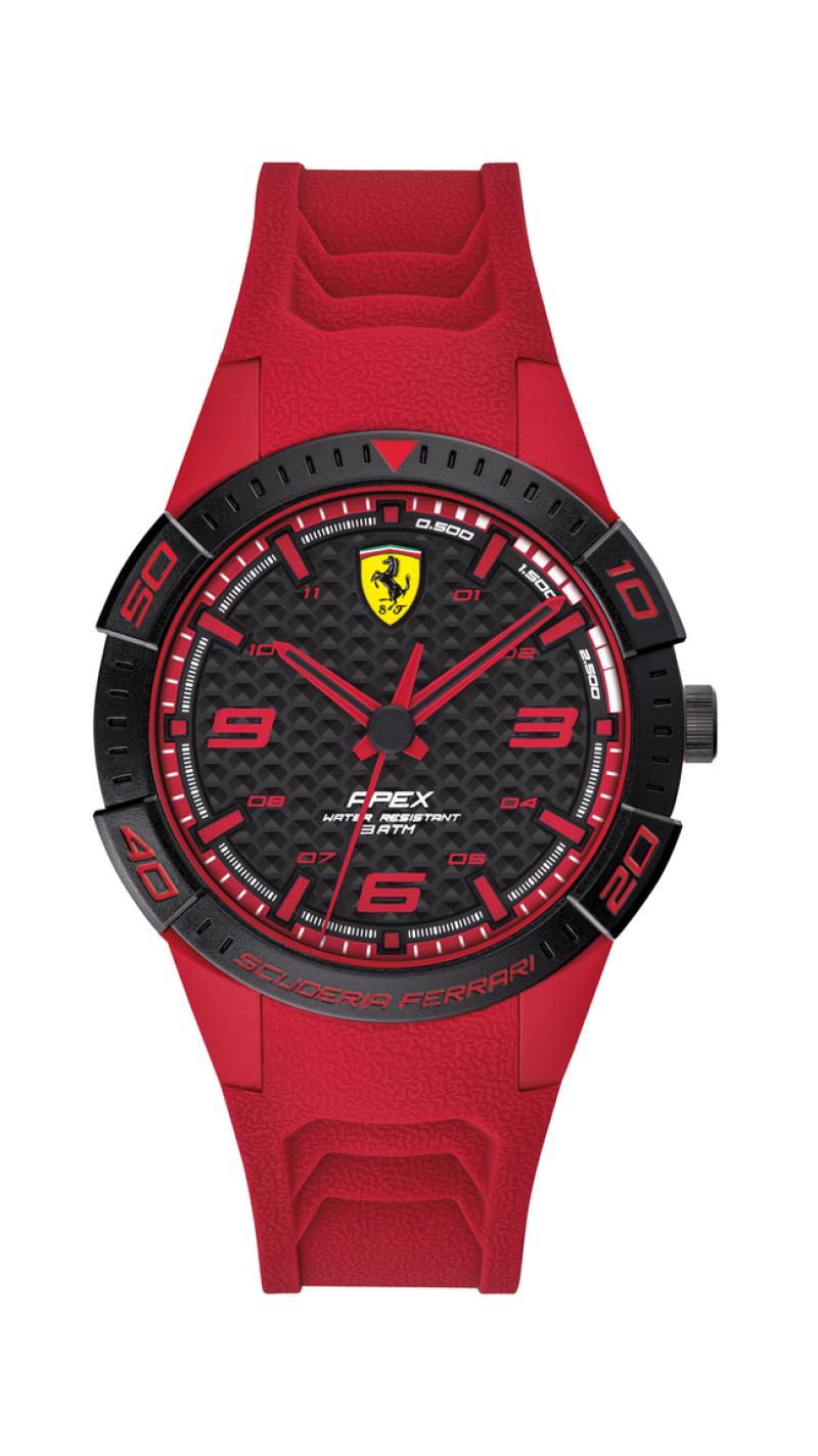 APEX QUARTZ WATCH WITH RED SILICONE STRAP