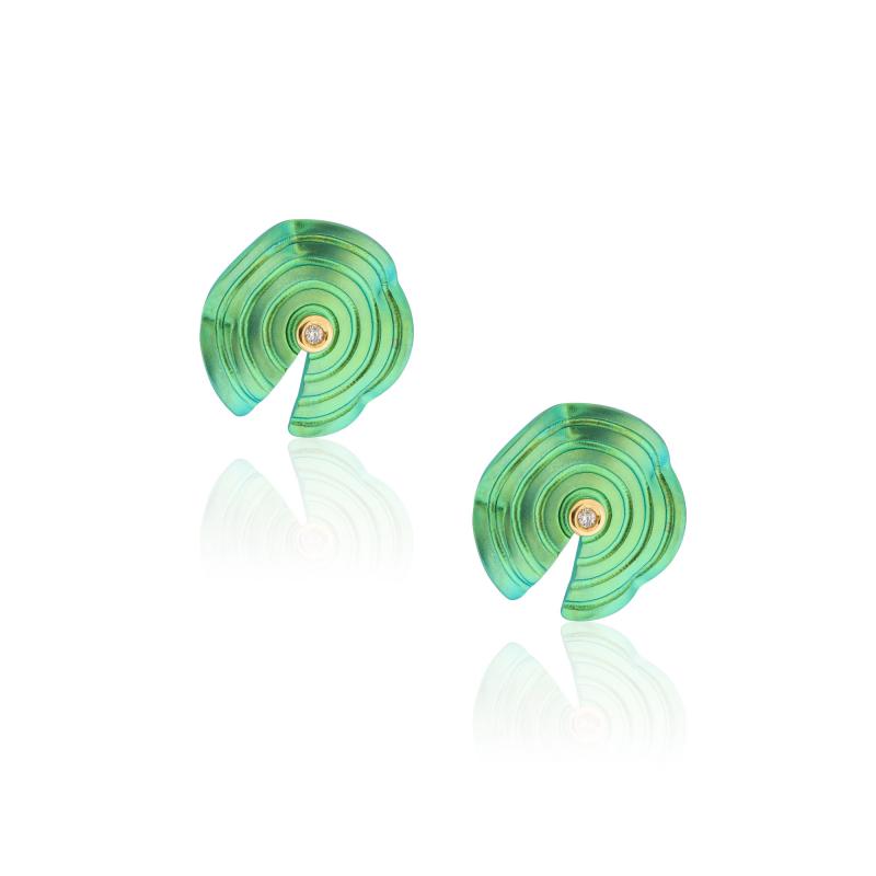 CHOROCHRONOS - 18K GOLD, TITANIUM AND DIAMOND EARRINGS _MM3 green
