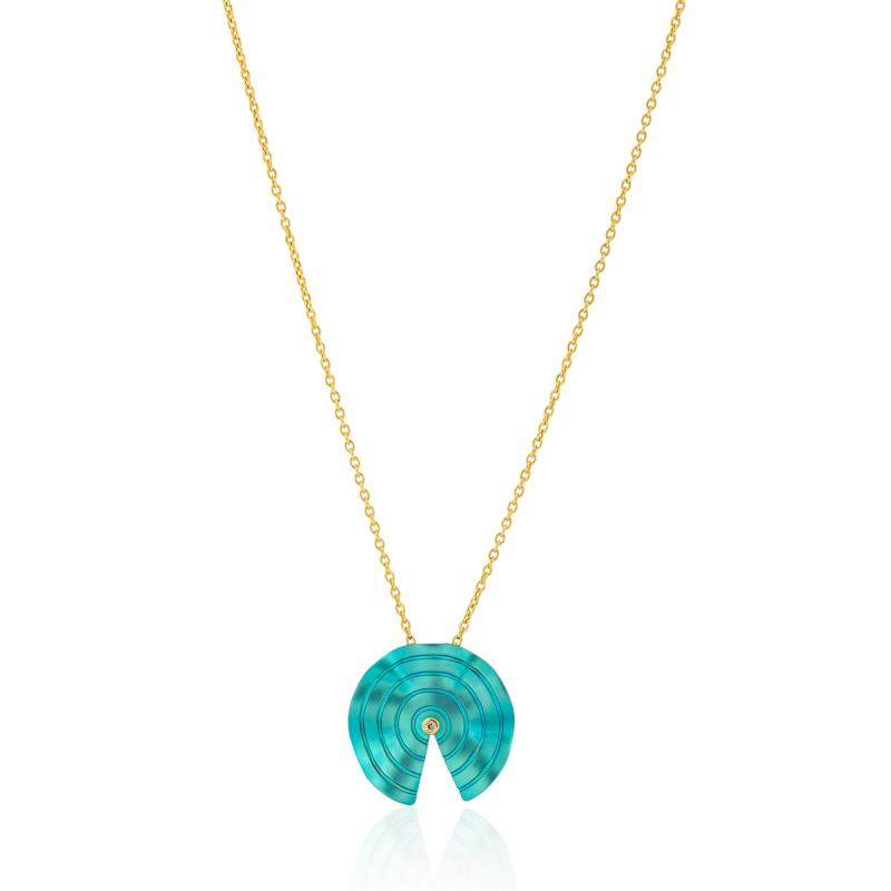 CHOROCHRONOS - 18K GOLD, TITANIUM AND DIAMOND PENDANT _LM1 turquoise