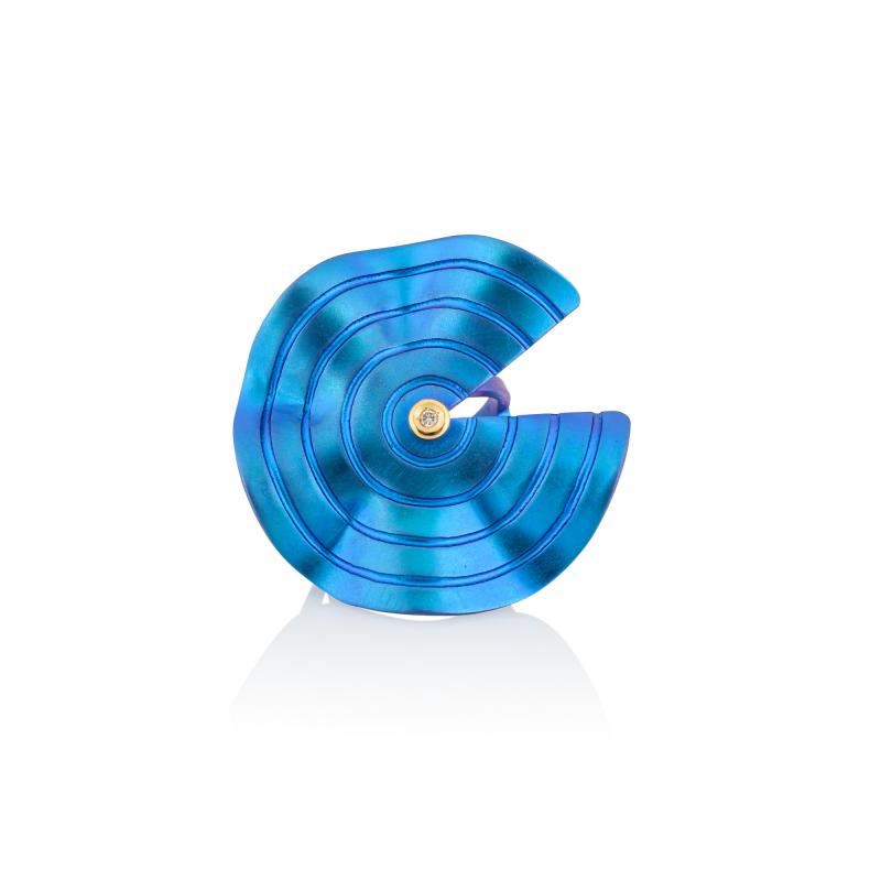 CHOROCHRONOS - 18K GOLD, TITANIUM AND DIAMOND RING _LM1 blue