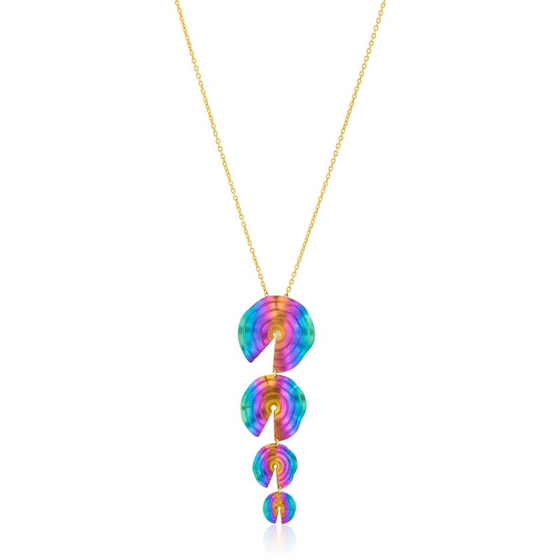 CHOROCHRONOS - 18K GOLD, TITANIUM AND DIAMOND PENDANT _KR.4 rainbow
