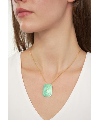 ARSENIS _ OCTAGON - 18K GOLD, TITANIUM AND DIAMOND PENDANT _LM green